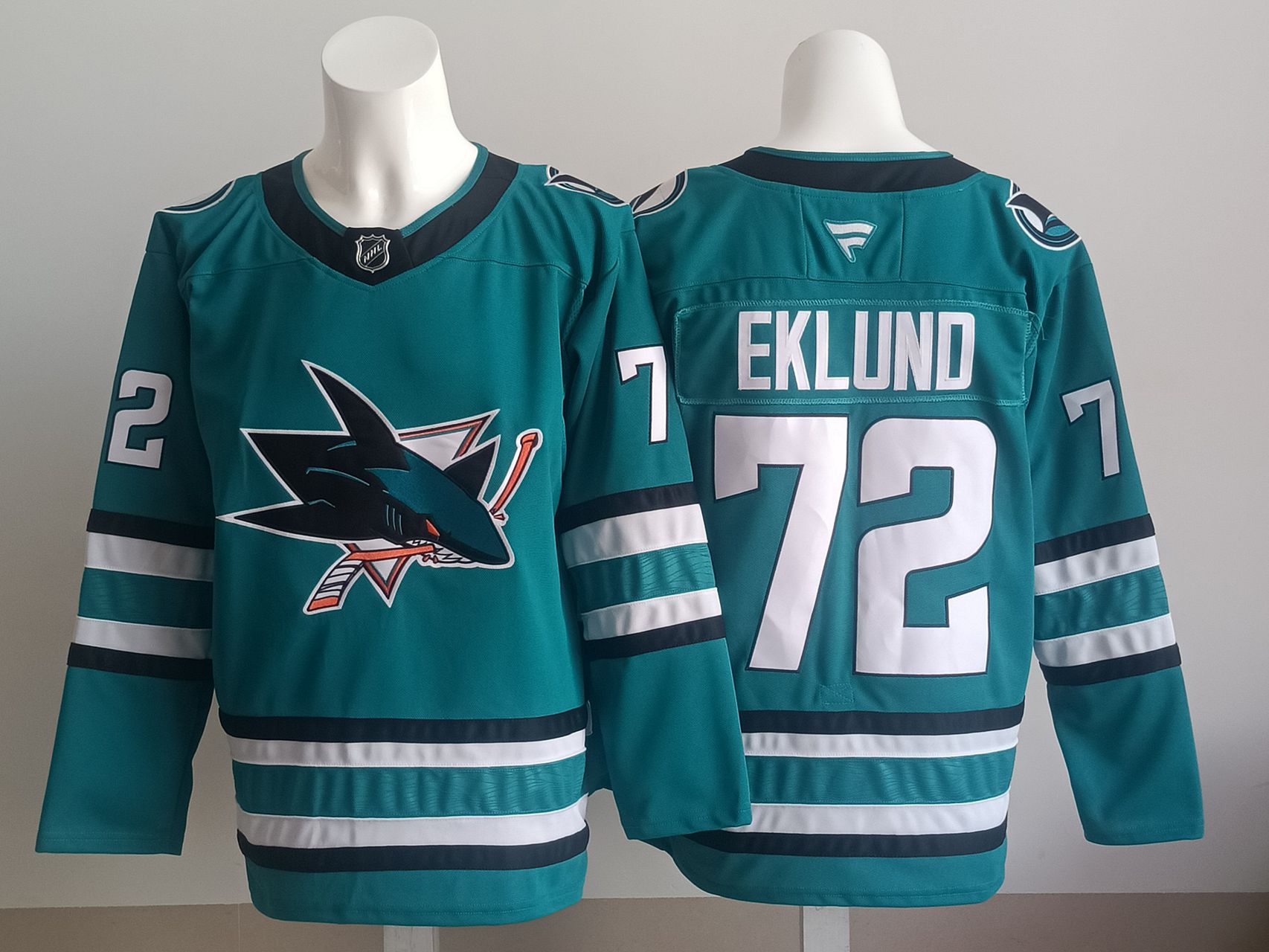 Men San Jose Sharks #72 Eklund Green 2025 NHL Jersey style 001